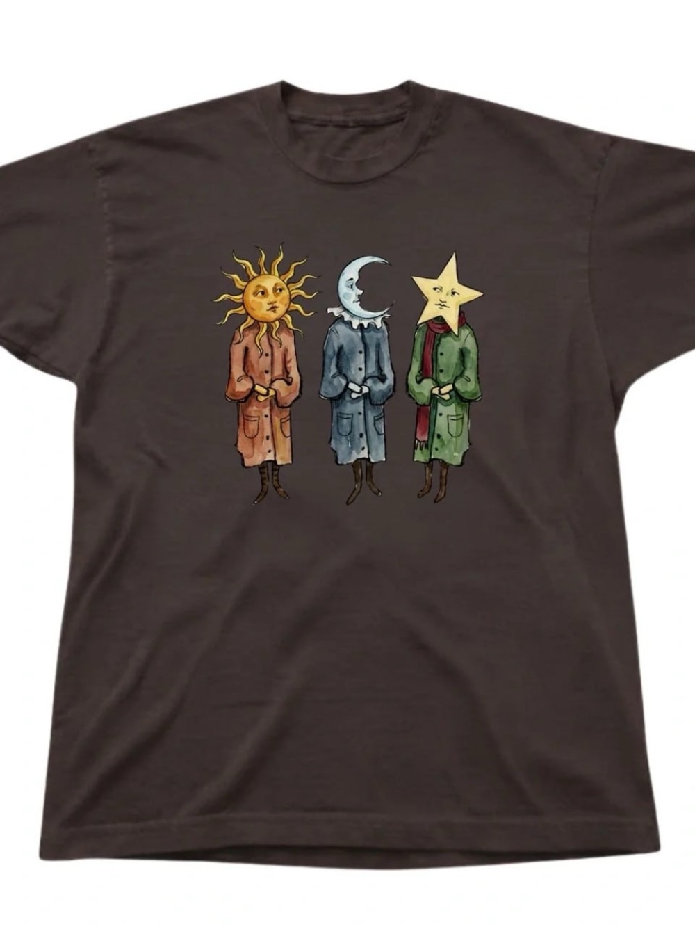 Gildan Brown Sun Moon Star Graphic Tee
